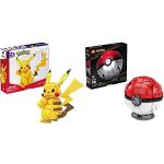 MEGA Construx FVK81 - Pokemon Jumbo Pikachu 30 cm Bauset mit 825 Bausteinen, Spielzeug ab 8 Jahren & Construx HBF53 - Pokémon Jumbo Poké Ball Bauset, Bauspielzeug für Kinder, ab 8 Jahren