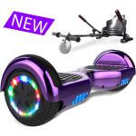 Mega Motion 6,5 Zoll Elektro Skateboard E-Board Hover - mit RGB LED auf Rädern - LED Zelt - Bluetooth Lautsprecher - Gyropod Modell CHROM LILA