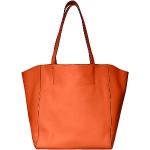 Orange Lederhandtaschen aus Glattleder für Damen 