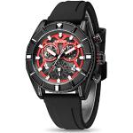 MEGIR Herren Sport Analog Chronograph Leuchtende Quarz Uhren mit Mode Silikon Armband für Geschenke 2209, schwarz