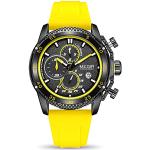 MEGIR Herren Sport Analog Chronograph Leuchtende Quarzuhren mit Silikon Armband für Geschenke, gelb, Stilvoll