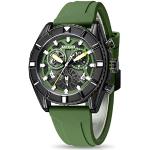 MEGIR Herren Sport Analog Chronograph Leuchtende Quarz Uhren mit Mode Silikon Armband für Geschenke 2209, Grün