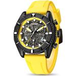 MEGIR Herren Sport Analog Chronograph Leuchtende Quarz Uhren mit Mode Silikon Armband für Geschenke 2209, gelb