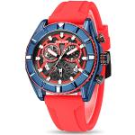 MEGIR Herren Sport Analog Chronograph Leuchtende Quarz Uhren mit Mode Silikon Armband für Geschenke 2209, rot