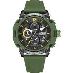 MEGIR Herren Sport Quarz Uhren mit Chronograph Luminous Auto Kalender Wasserdicht Funktion Silikon Armband, Grün , Sport