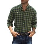 Reduzierte Grüne Karo Langärmelige Herrenjeanshemden aus Flanell Größe S zum Oktoberfest für den für den Sommer 