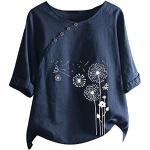 Marineblaue Casual Langärmelige T-Shirts aus Musselin mit Kapuze für Damen Größe 5 XL Große Größen für den für den Herbst 