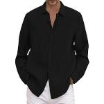 Schwarze Unifarbene Business Henleykragen Hemden mit Kent-Kragen aus Chiffon für Herren Größe 5 XL Große Größen für den für den Sommer 
