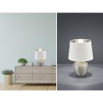 Silberne Landhausstil Runde LED Tischleuchten & LED Tischlampen aus Keramik E14 