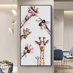 Bunte Moderne Rechteckige Kunstdrucke mit Giraffen-Motiv 50x100 