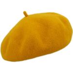 Gelbe Elegante Baskenmützen aus Wolle für Damen Einheitsgröße 