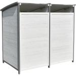 Weiße Melko 2er-Mülltonnenboxen 201l - 300l aus Holz 