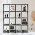 Reduzierte Mausgraue Moderne Melko Quadratische Bücherregale aus Holz Breite 100-150cm, Höhe 100-150cm, Tiefe 0-50cm 