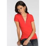 Reduzierte Rote Kurzärmelige MELROSE V-Ausschnitt T-Shirts mit Reißverschluss aus Jersey für Damen Größe XS 