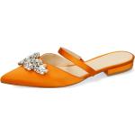 Orange Melvin & Hamilton Damenclogs & Damenpantoletten mit Riemchen aus Satin Größe 39 mit Absatzhöhe bis 3cm 