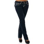 Marineblaue Jeans mit dicken Nähten aus Denim für Damen Größe S 