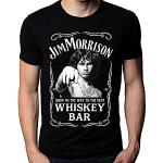 Schwarze Casual Kurzärmelige Jim Morrison Herrenbandshirts Größe XXL 