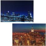 Moderne Mendler New York Bildersets mit Skyline-Motiv aus Tannenholz 60x40 2-teilig 
