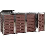 Graue Moderne Mendler 4er-Mülltonnenboxen 201l - 300l verzinkt aus Edelstahl mit Deckel 