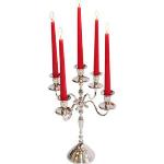 Mendler Kerzenständer vernickelt, silber, Leuchter, 5-armig, Metall, Höhe 40 cm