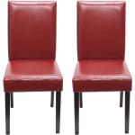 Rote Mendler Littau Esszimmerstühle ohne Armlehne aus Leder 
