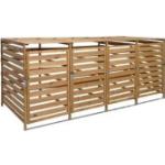 Braune Mendler 4er-Mülltonnenboxen 201l - 300l aus Holz abschließbar 
