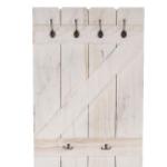 Mendler Wandgarderobe Aprilia, 44784, Holz, vintage, mit 6 Haken, weiß