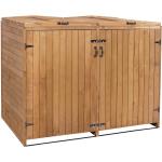 Mendler XL 2er-/4er-Mülltonnenverkleidung HWC-H74, Mülltonnenbox, erweiterbar 126x158x98cm Holz MVG ~ braun - brown wood 73980+74652