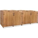 Braune Mendler 4er-Mülltonnenboxen 201l - 300l aus Tannenholz 