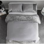 Graue Unifarbene Minimalistische Bettwäsche Sets & Bettwäsche Garnituren mit Reißverschluss aus Samt maschinenwaschbar 135x200 2-teilig 