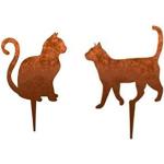 Katzenfiguren für den Garten mit Katzenmotiv aus Edelrost 2-teilig 