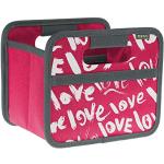 meori Faltbox Mini in Pink mit Motiv Love – Kleine Klappbox mit Griffen – Geschenkidee und Allzweck Aufbewahrungslösung - A100314 - 16,5 x 12,5 x 14 cm