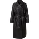 Schwarze Trenchcoats aus Leder für Damen Größe L für den für den Winter 