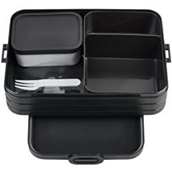 Mepal - Bento Lunchbox Take A Break Large - Brotdose mit Bento-Box - Meal Prep Box für Sandwiches, Kleine Snacks & Reste - Snack & Mittagessen - Essensbox mit Fächern - 1500 ml - Nordic Black