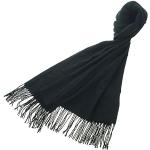 Reduzierte Schwarze Unifarbene Pashmina-Schals mit Fransen für Damen Größe XXL 