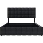 Schwarze Betten-Kopfteile aus Textil mit Schublade 140x200 
