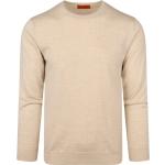 Beige Unifarbene Rundhals-Ausschnitt Rundhals-Pullover aus Merino-Wolle für Herren Größe 3 XL 
