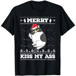 Merry Kiss My Ass Katze Santa Claus Ugly Christmas
