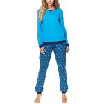 Reduzierte Blaue Pyjamas lang für Damen Größe S 2-teilig für den für den Winter 