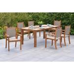 Reduzierte Moderne Merxx Polyrattan Gartenstühle geölt aus Akazienholz stapelbar Breite 50-100cm, Höhe 50-100cm, Tiefe 50-100cm 7-teilig 