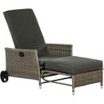 Graue Merxx Deckchairs & Holzliegestühle aus Polyrattan mit verstellbarer Rückenlehne 