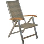 Silbergraue Merxx Polyrattan Gartenstühle geölt aus Akazienholz mit Armlehne 