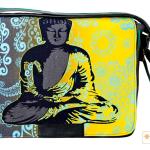 Graue Messenger Bags & Kuriertaschen mit Buddha-Motiv mit Reißverschluss aus Canvas mit Handyfach für Herren 