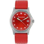 Rote Messerschmitt Damenarmbanduhren aus Leder mit Mineralglas-Uhrenglas mit Fliegerarmband mit Lederarmband 