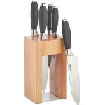 Messerset Parent 6pc Knife Block Set Wooden block and black handles