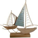 Goldene Maritime 47 cm Gilde Skulpturen & Dekofiguren mit Boot-Motiv aus Metall 
