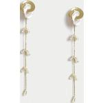 Peachfarbene Lange Ohrringe aus Metall mit Zirkonia für Damen 