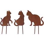 18 cm Katzenfiguren für den Garten mit Tiermotiv aus Eisen 3-teilig 