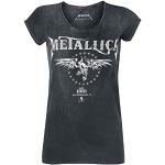 Anthrazitfarbene Metallica Damenbandshirts aus Baumwolle Größe XXL 