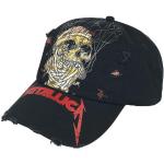 Schwarze Bestickte Metallica Snapback-Caps mit Totenkopfmotiv mit Knopf für Damen Einheitsgröße 